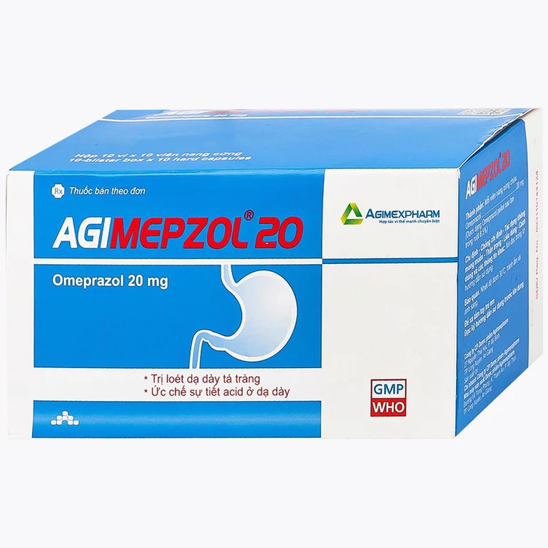 Thuốc Agimepzol 20 Agimexpharm điều trị loét tá tràng, phòng ngừa tái phát loét tá tràng (10 vỉ x 10 viên)