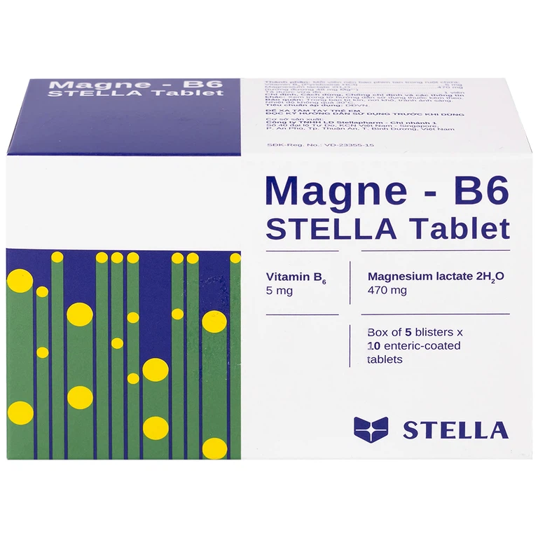 Thuốc Magne - B6 Stella điều trị hạ magnesium huyết nặng (5 vỉ x 10 viên)