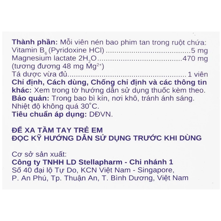 Thuốc Magne - B6 Stella điều trị hạ magnesium huyết nặng (5 vỉ x 10 viên)