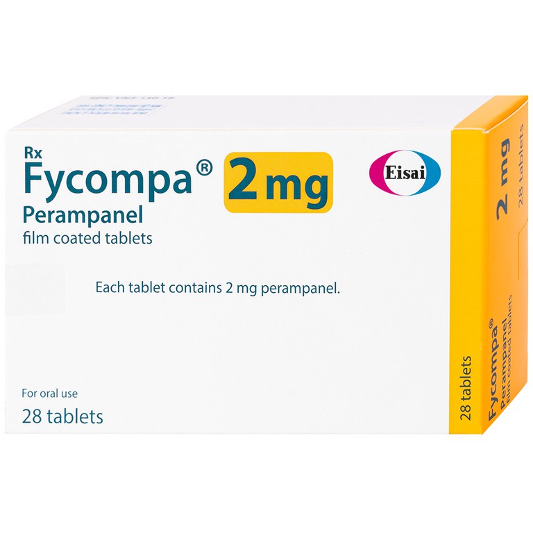 Thuốc Fycompa 2mg Eisai điều trị bổ trợ cơn động kinh (2 vỉ x 14 viên)