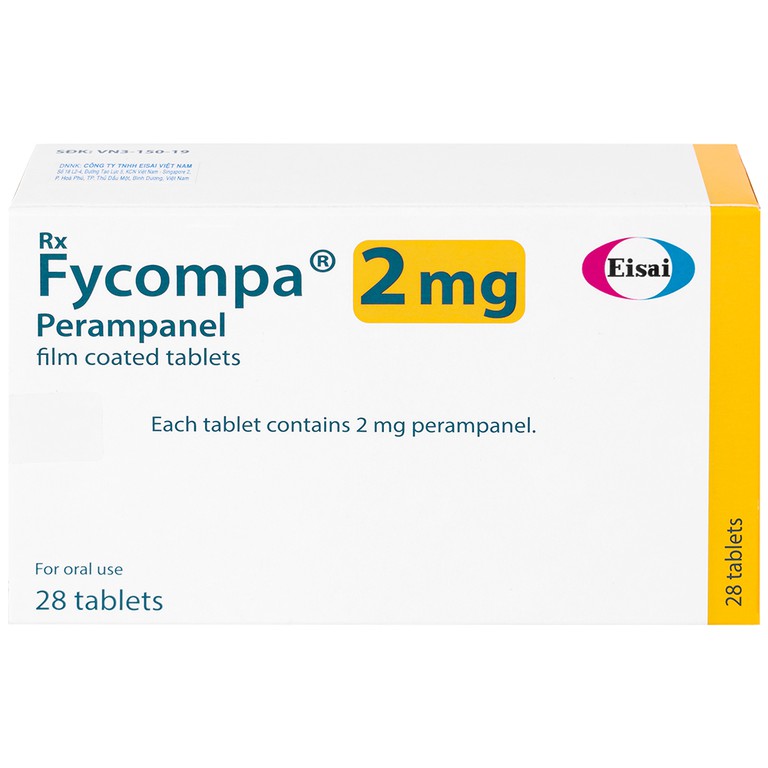 Thuốc Fycompa 2mg Eisai điều trị bổ trợ cơn động kinh (2 vỉ x 14 viên)