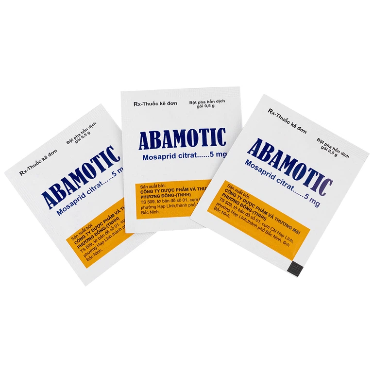 Bột pha uống Abamotic 5mg Phương Đông điều trị các triệu chứng tiêu hóa, viêm dạ dày (30 gói x 0,5g)