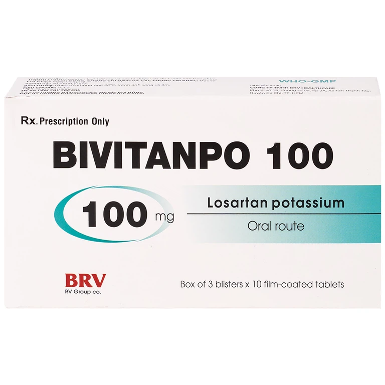 Thuốc Bivitanpo 100 BV điều trị tăng huyết áp mức độ nhẹ và vừa (3 vỉ x 10 viên)