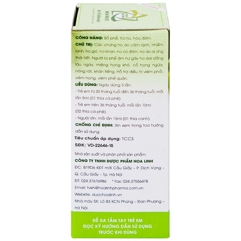Siro Bảo Thanh Hoa Linh điều trị ho, bổ phế, hóa đờm (90ml)