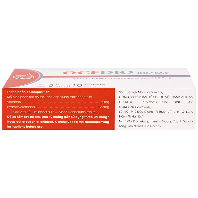 Thuốc Ocedio 80/12,5 VCP điều trị cao huyết áp (5 vỉ x 10 viên)