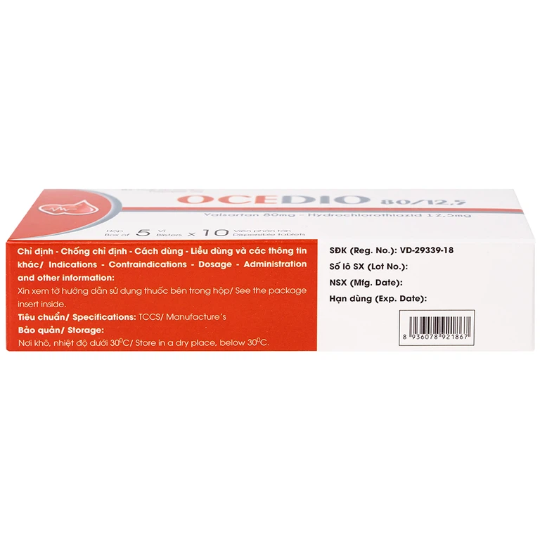 Thuốc Ocedio 80/12,5 VCP điều trị cao huyết áp (5 vỉ x 10 viên)