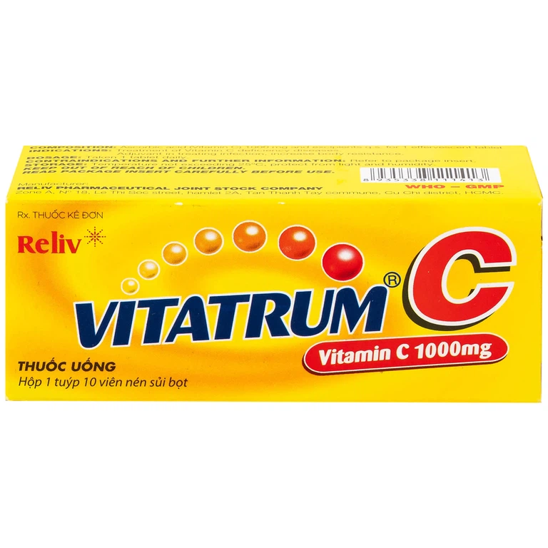Thuốc Vitatrum C 1000mg Reliv ngăn ngừa và điều trị bệnh do thiếu vitamin C (10 viên)