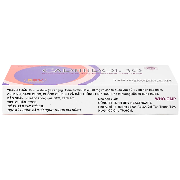 Thuốc Carhurol 10 BRV điều trị tăng cholesterol máu (3 vỉ x 10 viên)