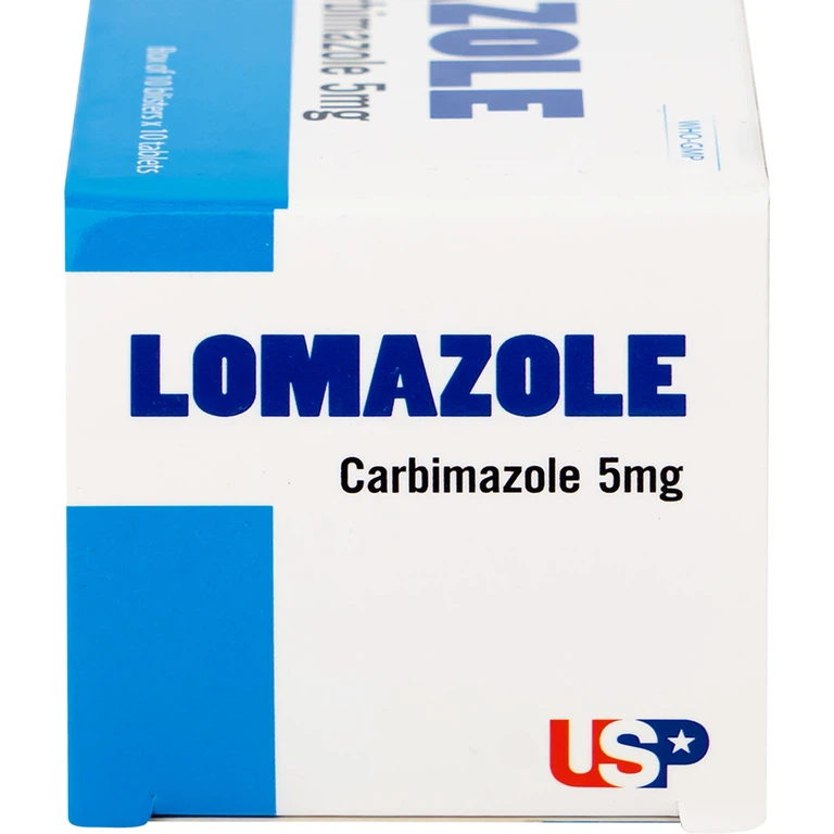 Thuốc Lomazole 5mg US Pharma điều trị bệnh Basedow, nhiễm độc tuyến giáp, cường giáp khi thai nghén (10 vỉ x 10 viên)
