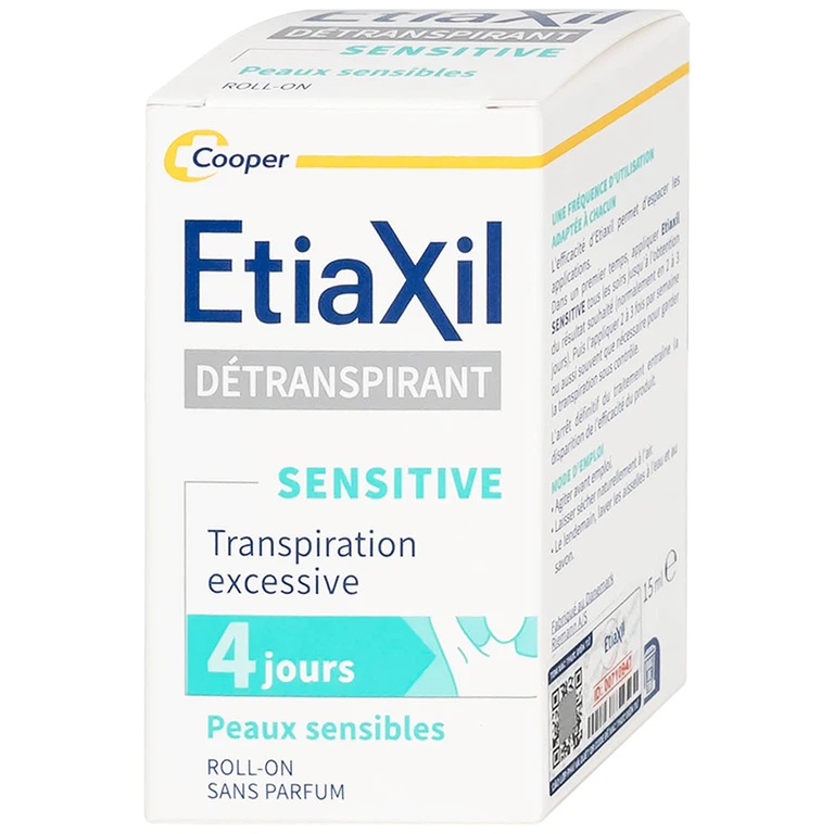 Lăn khử mùi EtiaXil Detranspirant Aisselles Peaux Sensibles chống mùi đặc trị dành cho da nhạy cảm (15ml)