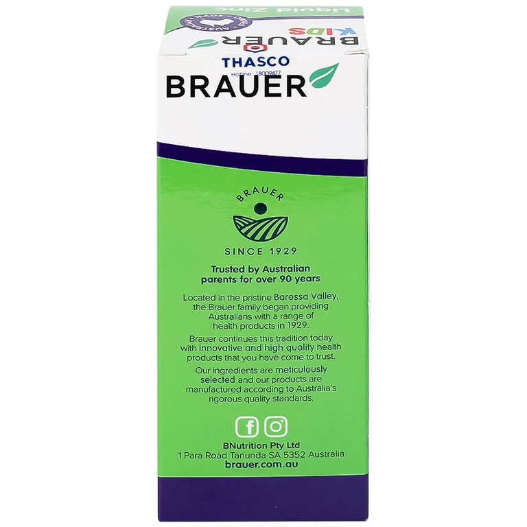 Siro Brauer Baby & Kids Liquid Zinc bổ sung kẽm, tăng sức đề kháng cho trẻ (200ml)