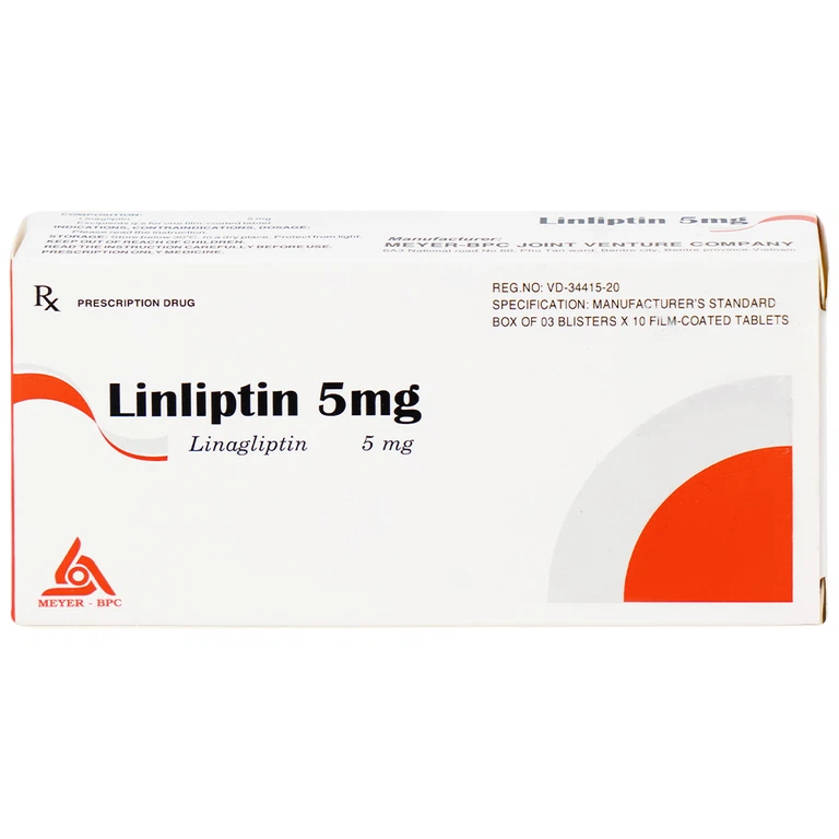 Thuốc Linliptin 5mg Meyer - BPC điều trị đái tháo đường típ 2 (3 vỉ x 10 viên)