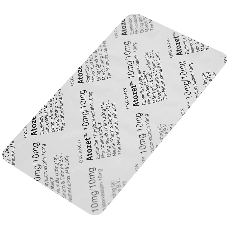 Thuốc Atozet 10mg/10mg MSD điều trị rối loạn mỡ máu, phòng ngừa các bệnh tim mạch (3 vỉ x 10 viên)