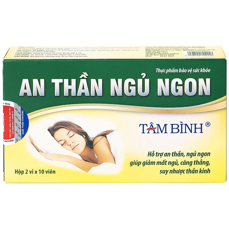 Viên uống An Thần Ngủ Ngon Tâm Bình hỗ trợ an thần, giúp dễ ngủ, ngủ ngon, giảm chứng mất ngủ (2 vỉ x 10 viên)