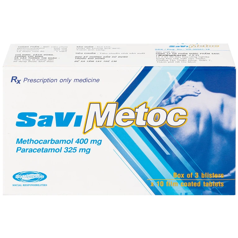 Thuốc SaViMetoc giảm đau do co thắt cơ (3 vỉ x 10 viên)