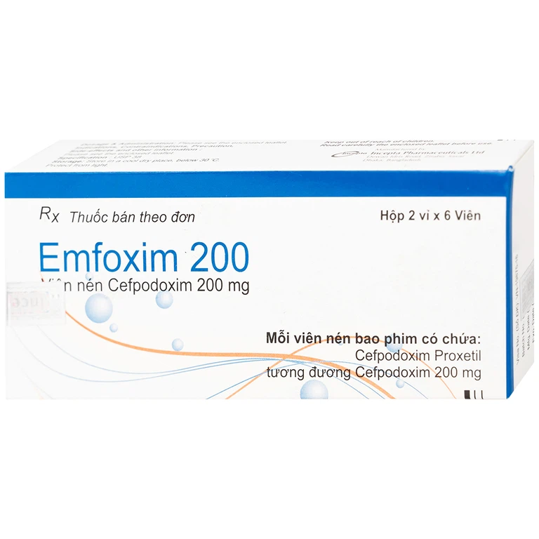 Thuốc Emfoxim 200Mg Incepta điều trị các trường hợp nhiễm khuẩn từ nhẹ đến trung bình (2 vỉ x 6 viên)