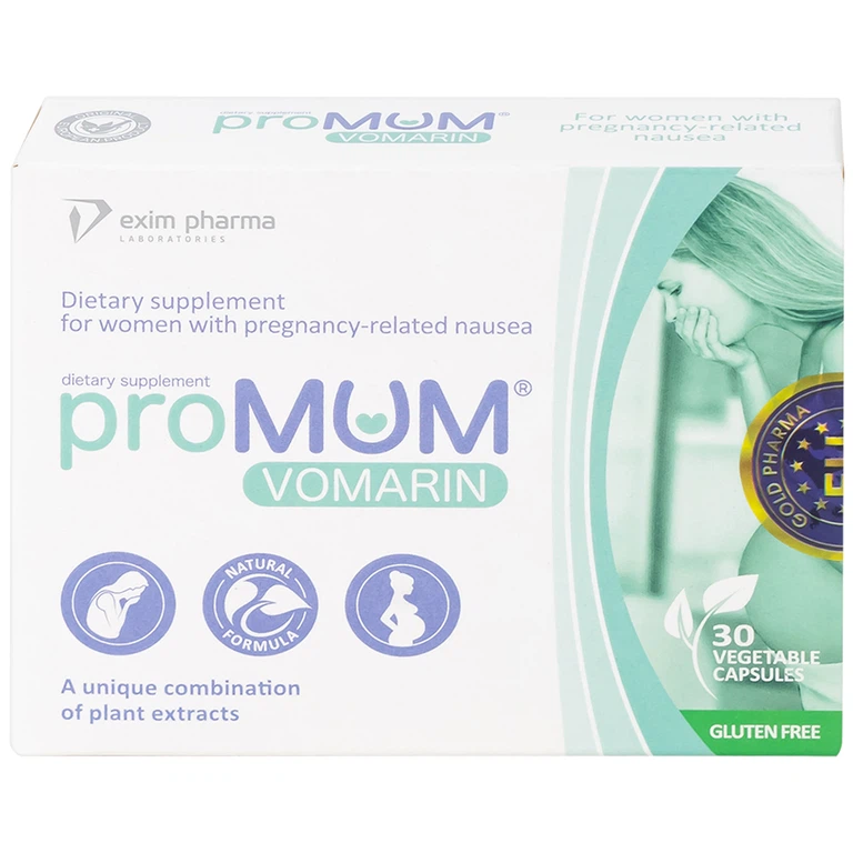 Viên uống proMUM Vomarin hỗ trợ giảm buồn nôn cho phụ nữ mang thai, tăng tiết sữa mẹ (2 vỉ x 15 viên)