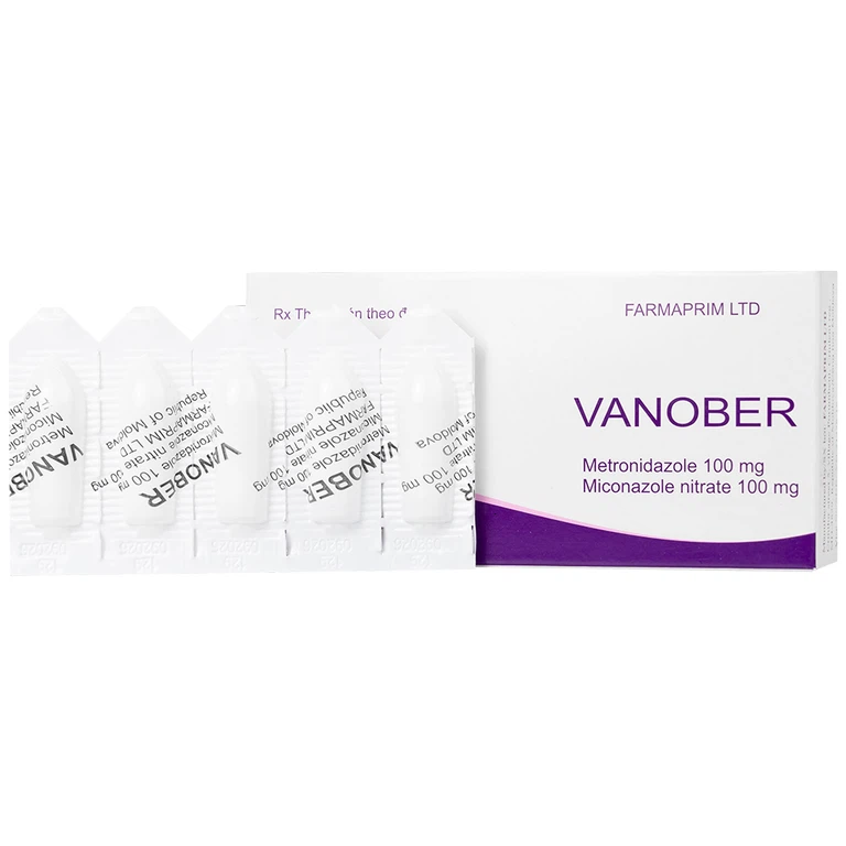 Viên đặt âm đạo Vanober Farmaprim điều trị viêm âm đạo khí hư, ngứa rát (2 vỉ x 5 viên)