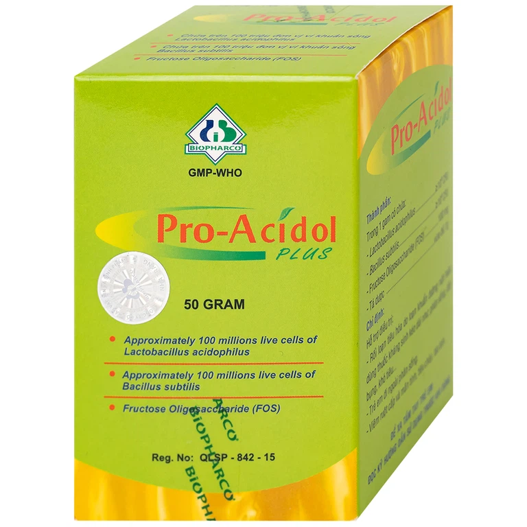 Thuốc Pro-Acidol Plus 50g Biopharco điều trị rối loạn tiêu hóa, viêm ruột, tiêu chảy, táo bón 