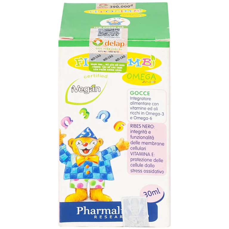 Siro Fitobimbi Omega Junior Gocce Pharmalife bổ sung acid béo không no Omega-3, Omega-6 (30ml)