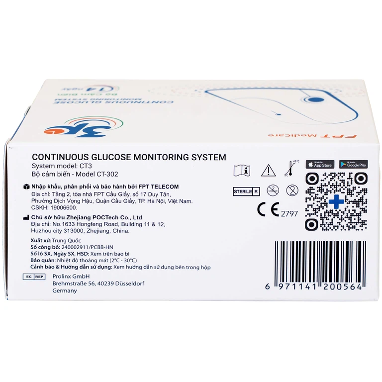 Bộ cảm biến máy đo đường huyết liên tục 3P cho bệnh nhân mắc bệnh tiểu đường