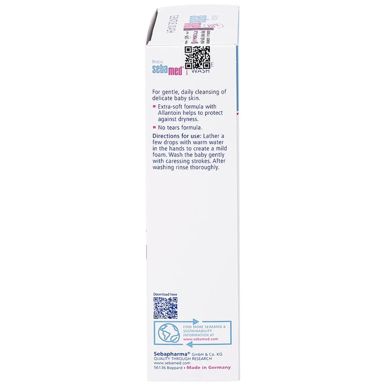 Sữa tắm gội dịu nhẹ toàn thân Baby Sebamed Gentle Wash pH5.5 giúp làm sạch bụi bẩn bám trên da bé (200ml)