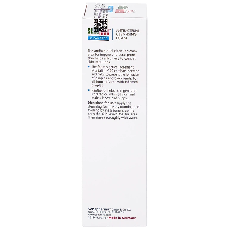 Sữa rửa mặt Clear Face Antibacterial Cleansing Foam Sebamed giúp làm sạch bụi bẩn, bã nhờn và tế bào da chết (150ml)