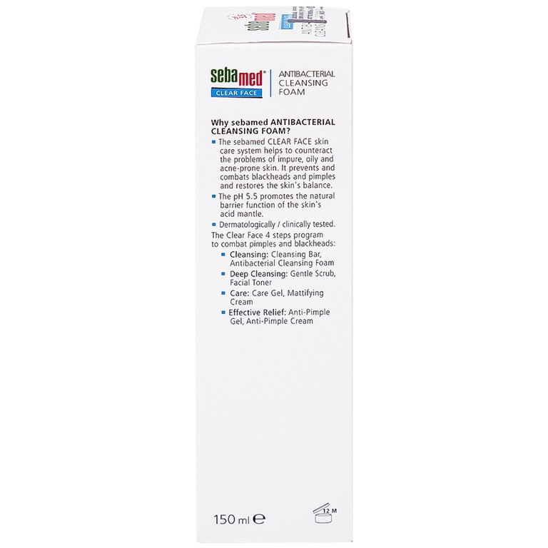 Sữa rửa mặt Clear Face Antibacterial Cleansing Foam Sebamed giúp làm sạch bụi bẩn, bã nhờn và tế bào da chết (150ml)