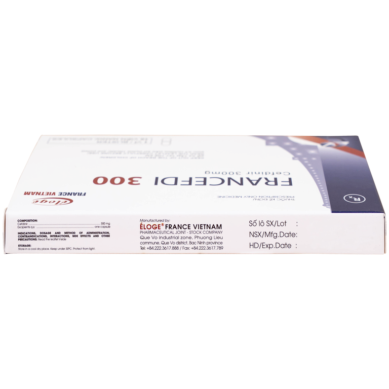 Thuốc Francefdi 300mg Eloge trị viêm họng, viêm amidan, viêm xoang, viêm phế quản (1 vỉ x 10 viên)