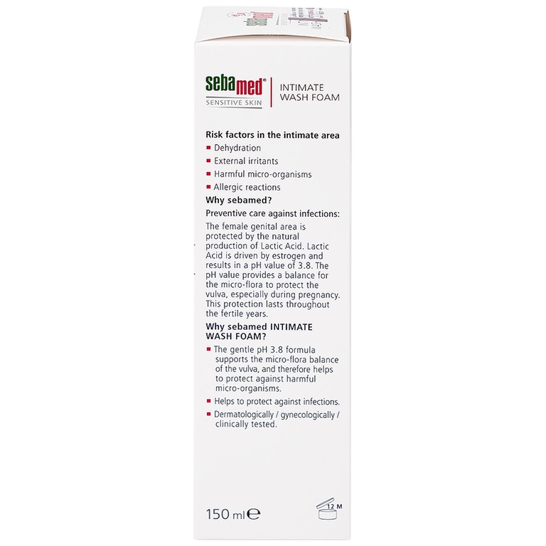 Dung dịch vệ sinh phụ nữ Intimate Wash Foam Sebamed giúp làm sạch dịu nhẹ đa vùng kín, giúp ngăn mùi hôi (200ml)