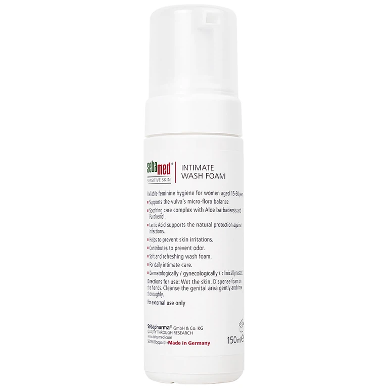 Dung dịch vệ sinh phụ nữ Intimate Wash Foam Sebamed giúp làm sạch dịu nhẹ đa vùng kín, giúp ngăn mùi hôi (200ml)