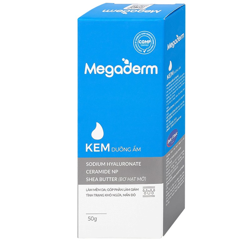 Kem dưỡng ẩm Megaderm 50g CVI Pharma dưỡng ẩm, làm mềm da, giúp giảm tình trạng khô, nứt nẻ da (1 hộp x 1 chai)