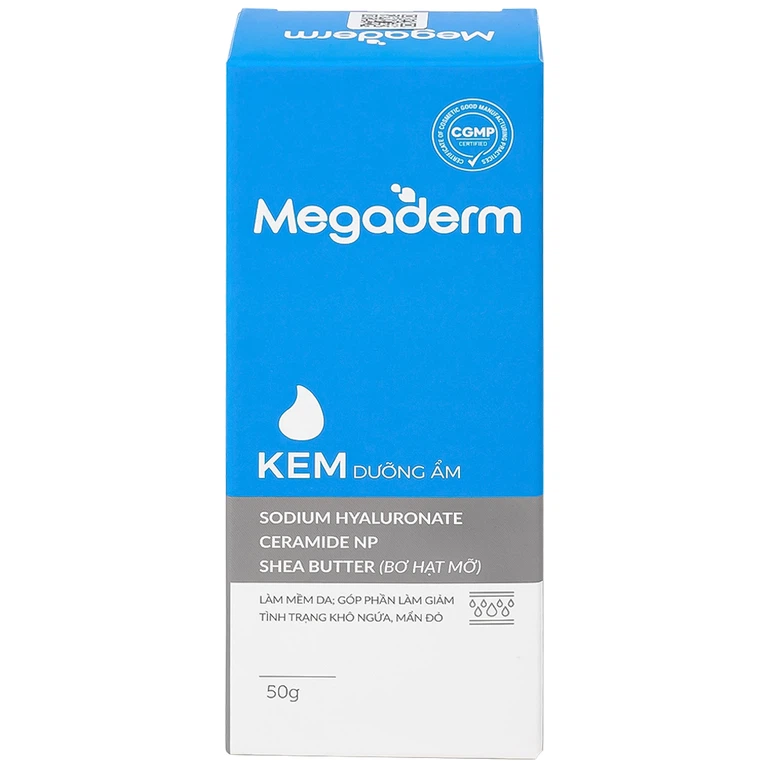 Kem dưỡng ẩm Megaderm 50g CVI Pharma dưỡng ẩm, làm mềm da, giúp giảm tình trạng khô, nứt nẻ da (1 hộp x 1 chai)