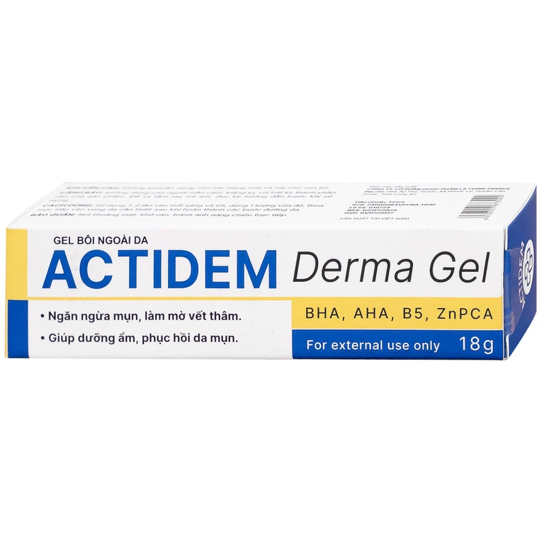 Gel Actidem Derma giúp ngăn ngừa mụn, làm mờ vết thâm (18g)