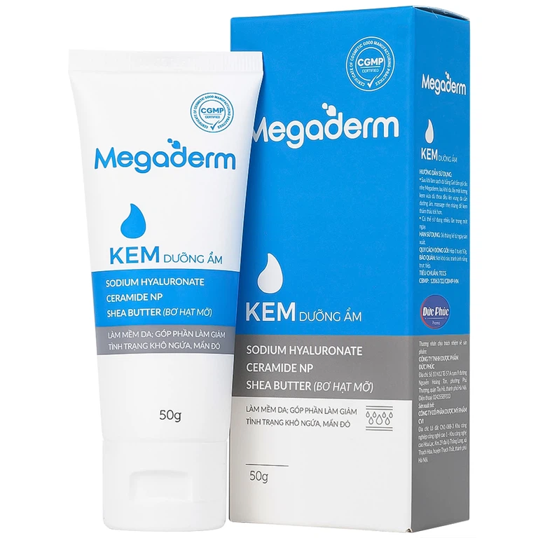 Kem dưỡng ẩm Megaderm 50g CVI Pharma dưỡng ẩm, làm mềm da, giúp giảm tình trạng khô, nứt nẻ da (1 hộp x 1 chai)