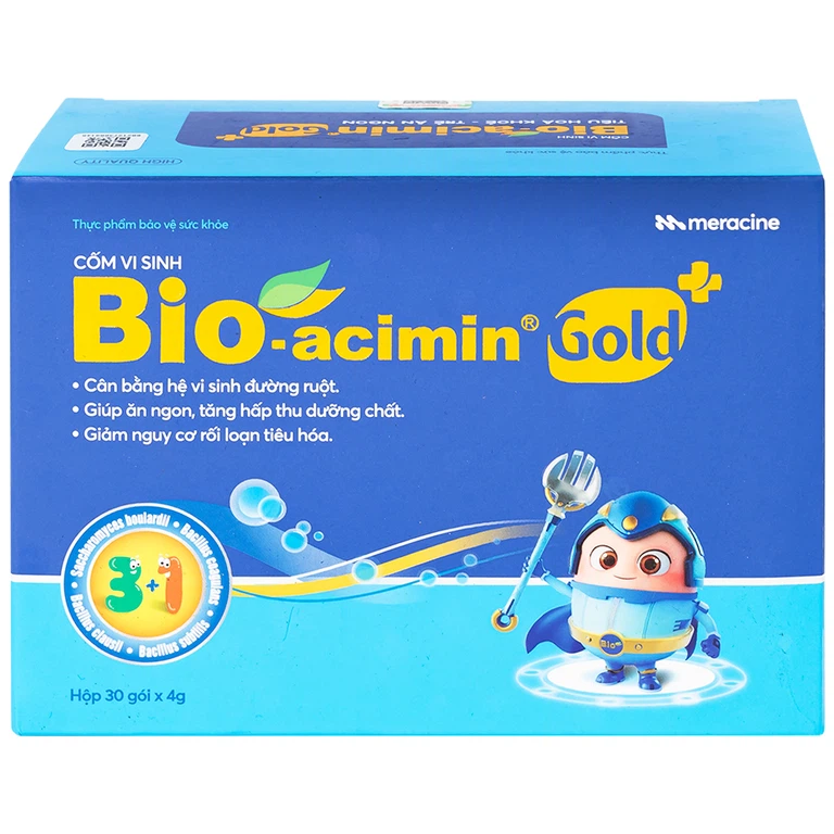 Cốm vi sinh Bioacimin Gold Meracine cân bằng hệ vi sinh đường ruột, giảm nguy cơ rối loạn tiêu hóa (30 gói)