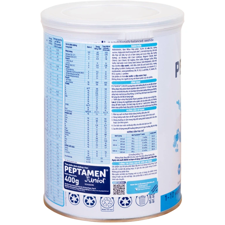 Sữa Peptamen Junior Nestlé bổ sung dinh dưỡng chuyên biệt cho bệnh nhi suy yếu trên 1 tuổi (400g)