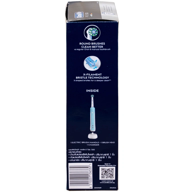 Bàn chải đánh răng điện Oral-B Pro 500 Crossaction loại bỏ các mảng bám và vết ố trên răng