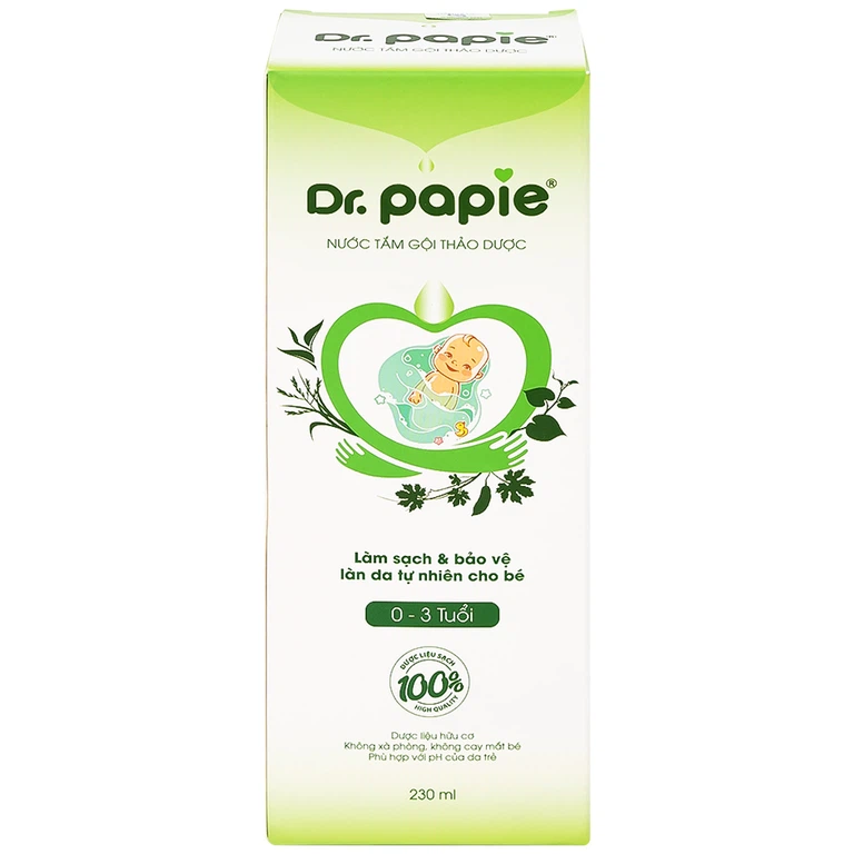 Nước tắm gội thảo dược Dr.Papie Starmed làm sạch, làm dịu mát da, chăm sóc và bảo vệ da bé (230ml)