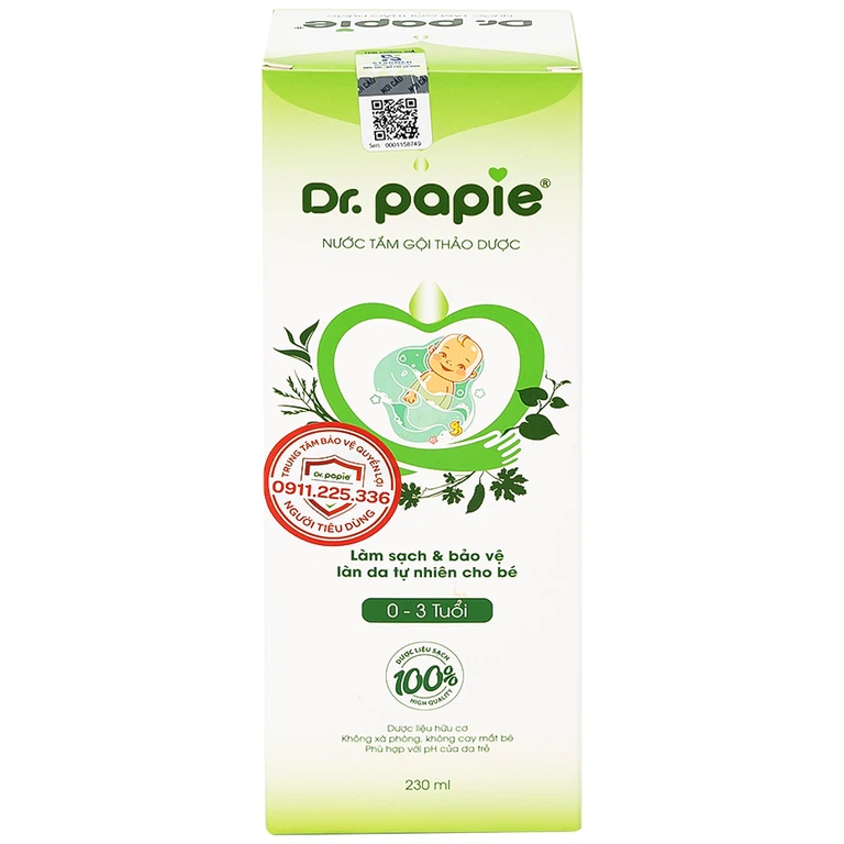 Nước tắm gội thảo dược Dr.Papie Starmed làm sạch, làm dịu mát da, chăm sóc và bảo vệ da bé (230ml)