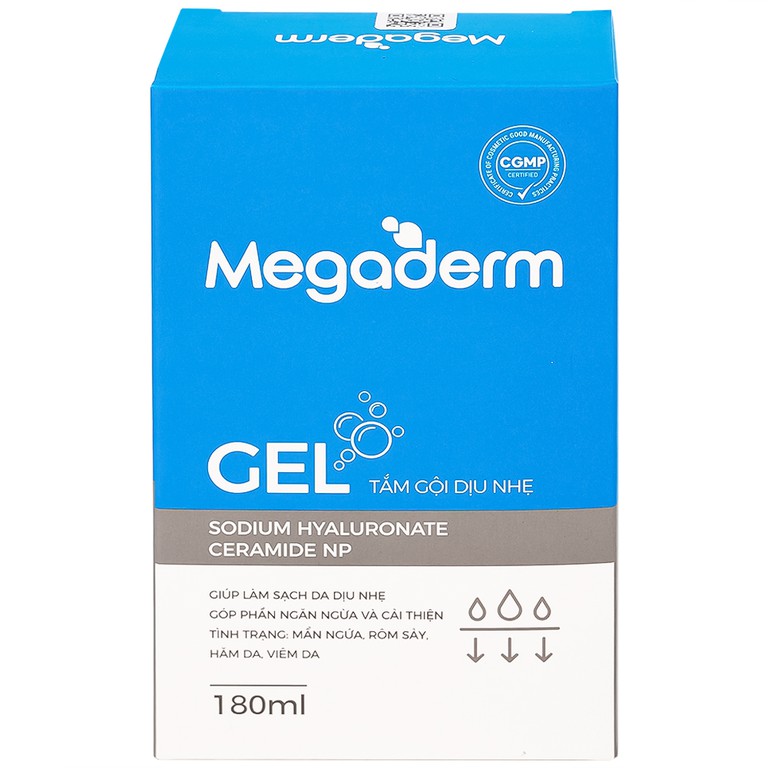 Gel tắm gội dịu nhẹ Megaderm CVI Đức Phúc Pharma làm sạch dịu nhẹ, chăm sóc và bảo vệ da (180ml)