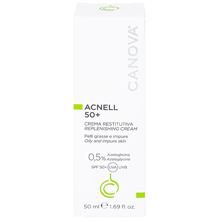 Kem ngừa mụn ban ngày Canova Acnell 50+ giúp chăm sóc và dưỡng ẩm cho da bị mụn, da kích ứng và da nhạy cảm (50ml)