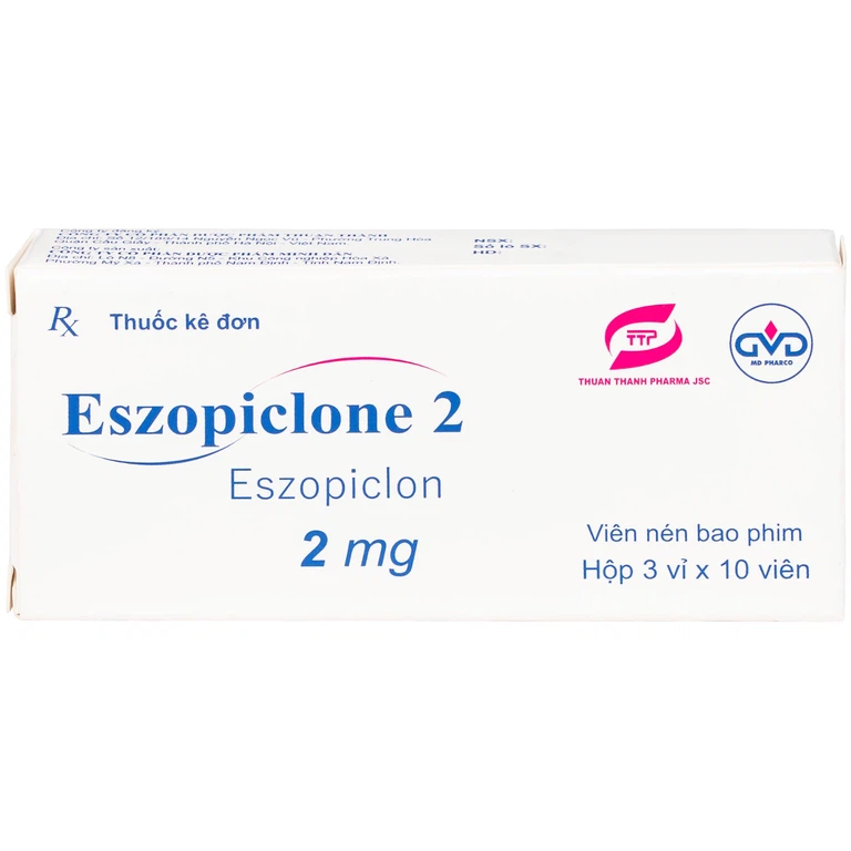 Thuốc Eszopiclone 2mg Minh Dân điều trị chứng mất ngủ (3 vỉ x 10 viên)