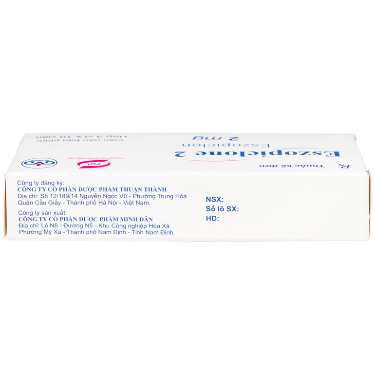 Thuốc Eszopiclone 2mg Minh Dân điều trị chứng mất ngủ (3 vỉ x 10 viên)