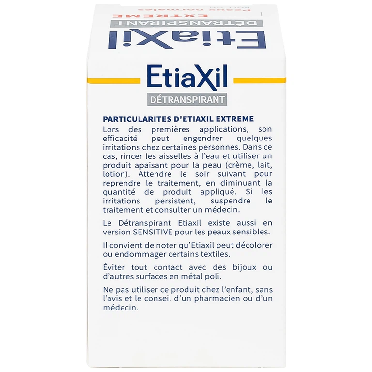 Lăn khử mùi EtiaXil Detranspirant Aisselles Peaux Normales đặc trị khử mùi hôi cho vùng da dưới cánh tay (15ml)