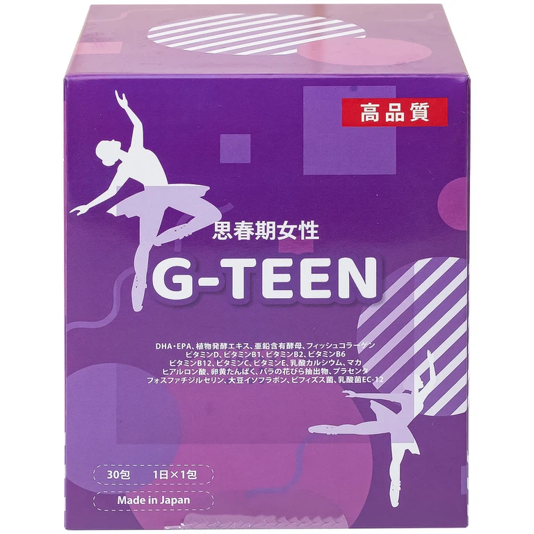 Thực phẩm bảo vệ sức khỏe G-TEEN Kenko hỗ trợ phát triển cho bé gái giai đoạn dậy thì (30 gói x 15g)