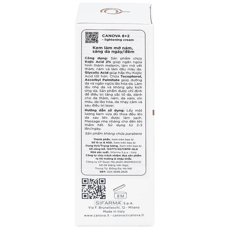 Kem mờ nám Canova 8+2 Sifarma điều trị tăng sắc tố da (50ml)