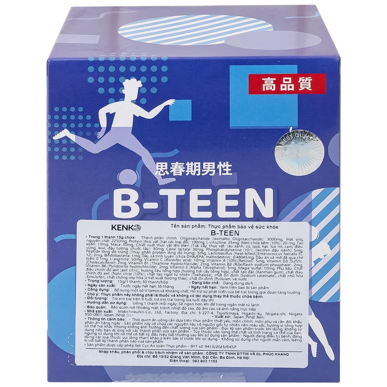 Thực phẩm bảo vệ sức khỏe B-TEEN Kenko hỗ trợ phát triển cho bé trai giai đoạn dậy thì (30 gói x 15g)