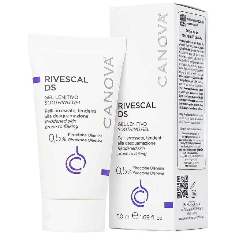 Gel Canova Rivescal DS Soothing gel Siflarma làm dịu da, ngăn ngừa tiết bã nhờn, giảm ngứa da (50ml)