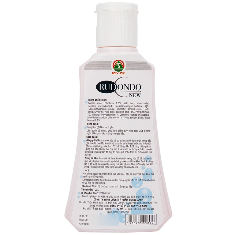 Dầu gội Rudondo New Quang Xanh giúp sạch gầu, giảm nấm, dầu nhờn da dầu (120ml)